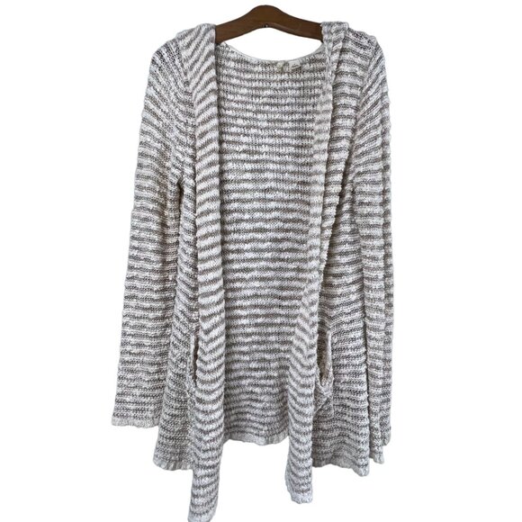 Moth Metallic Cardigan Size Medium Striped Open Front Hooded Long Sleeve Pockets - Picture 1 of 9